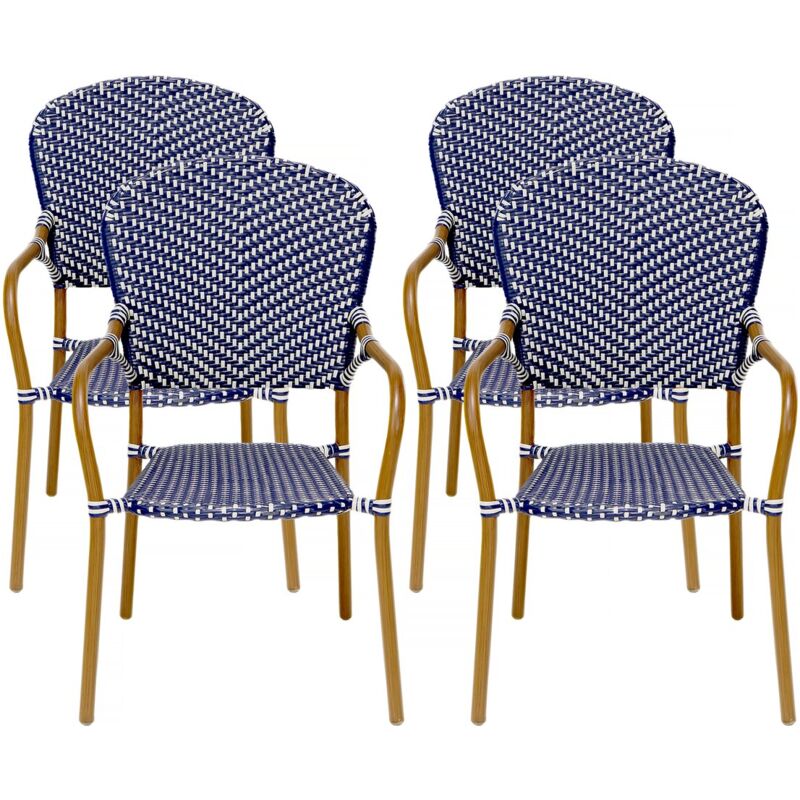Lot de 4 chaises d'extérieur bistro Maya - Bleu - Bleu.