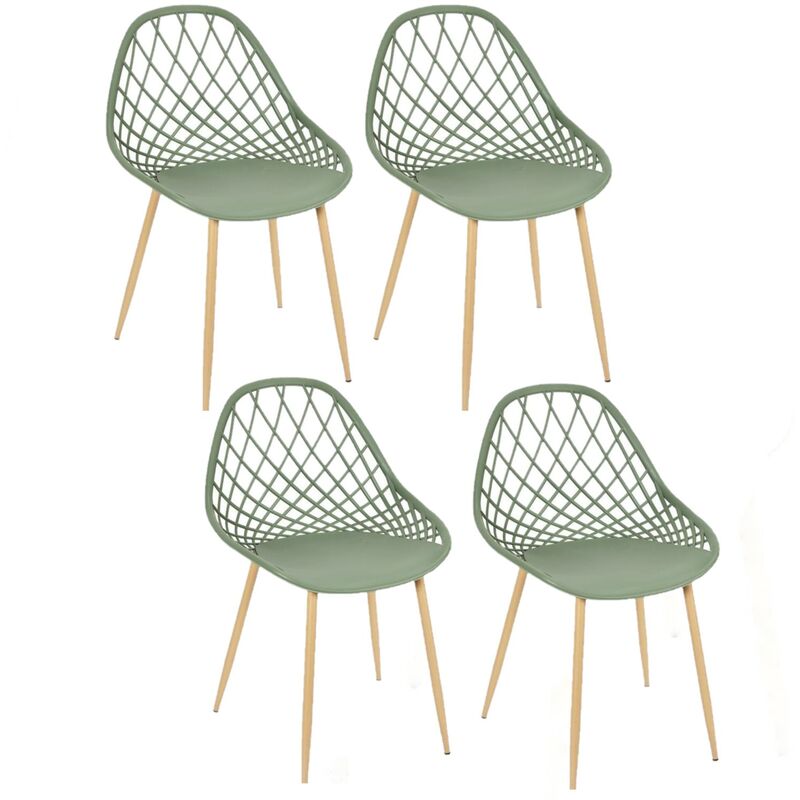 Lot de 4 chaises d'extérieur Malaga en polypropylène - Longueur 57. Largeur 51,20.Hauteur 80,20cm - Vert