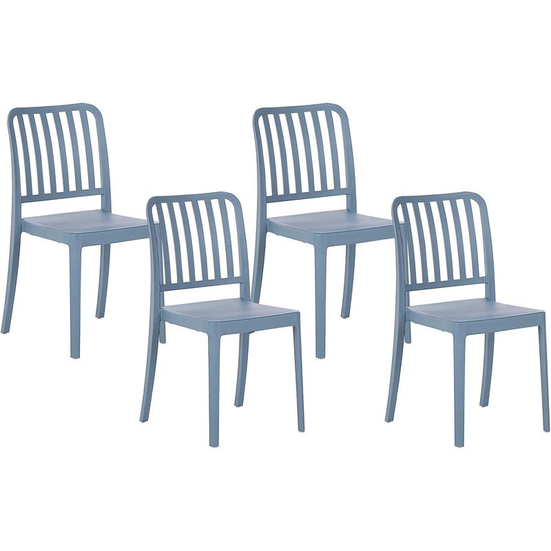 Lot de 4 Chaises pour Salle à Manger ou Extérieur en Plastique Résistantes à l'Eau Etanches Sersale - Bleu