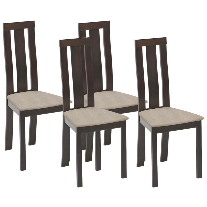 Vente-unique - Lot de 4 chaises domingo - Hêtre massif wengé