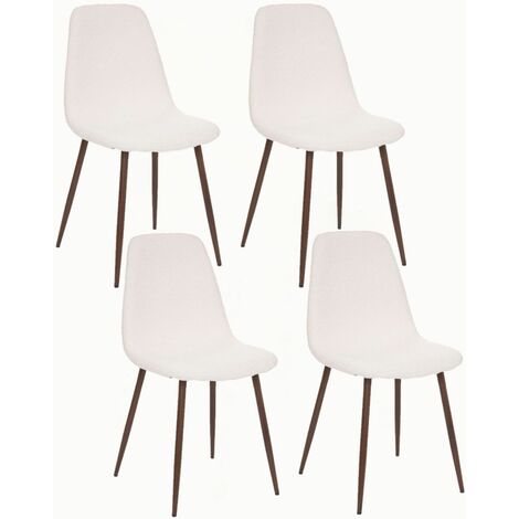 Lot de 4 chaises effet bouclette avec pieds en fer ROKA