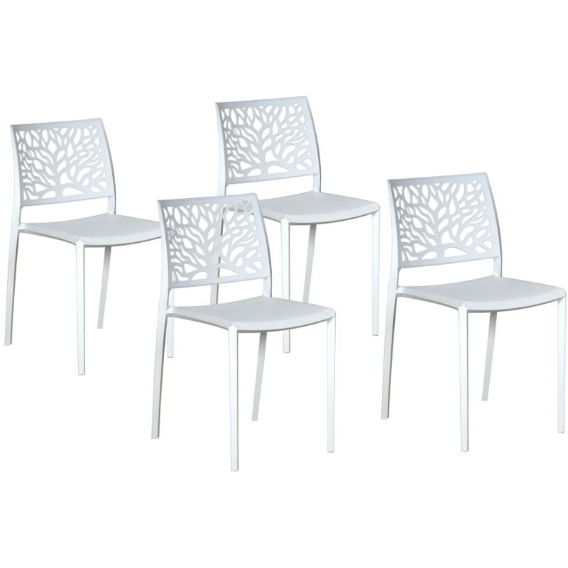 Lot de 4 chaises empilables clara pour intérieur et extérieur / Blanc/