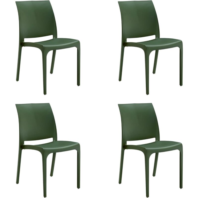 Divina Home - Chaise empilable en résine fabriquée en Italie design pour l'intérieur et l'extérieur sofia Sage Green 4 pcs