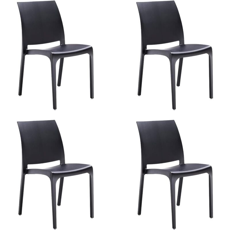Divina Home - Chaise empilable en résine fabriquée en Italie design pour l'intérieur et l'extérieur sofia Noir 4 pcs