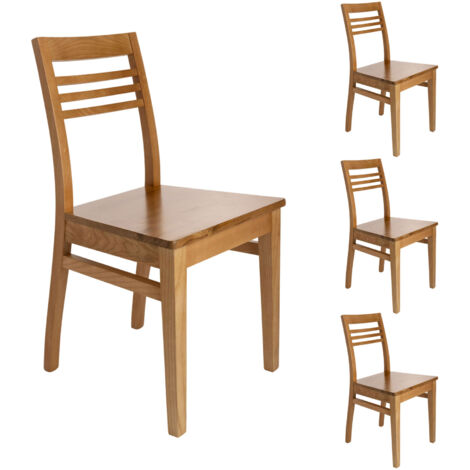 Lot de 4 chaises en hêtre chêne clair assise bois - AGATHE