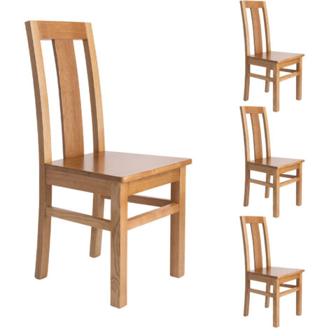 Lot de 4 chaises en hêtre chêne clair assise bois - MARTHA