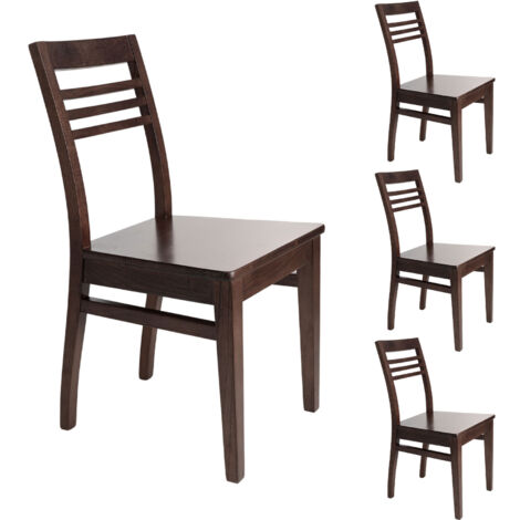 Lot de 4 chaises en hêtre chêne foncé assise bois - AGATHE