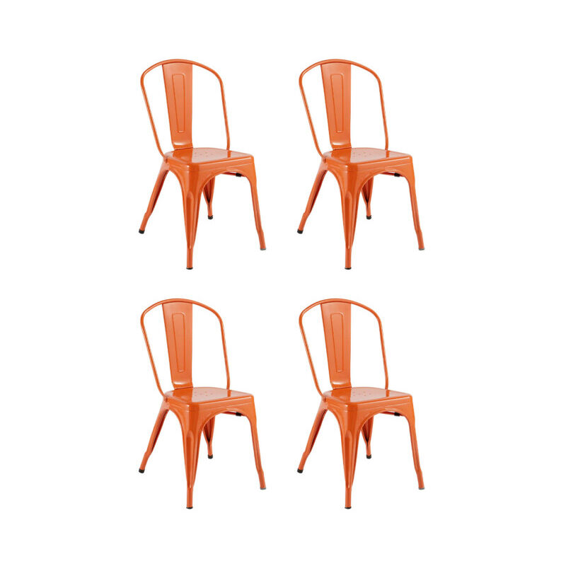 Atmosphera - Lot de 4 Chaises en Métal 'Isak' 85cm Orange