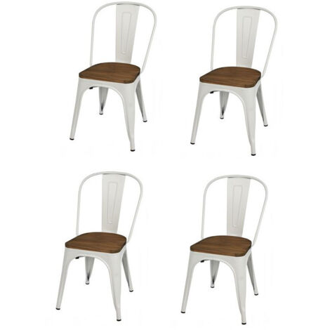 Lot de 4 chaises en métal "Liv" - Blanc mate - L 36 x l 45 x H 84 cm - Livraison gratuite