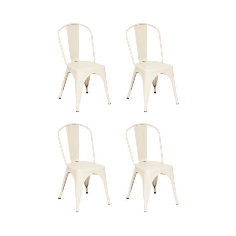 Atmosphera - Lot de 4 Chaises en Métal 'Niko' 85cm Beige