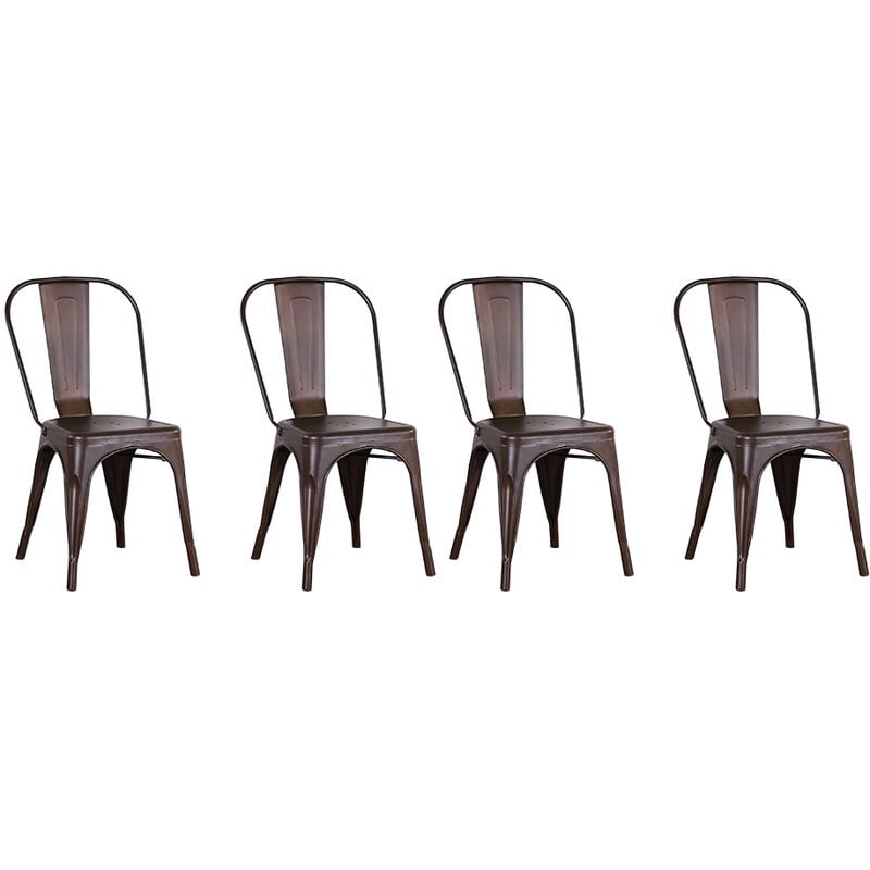 Guoyihua - Lot de 4 Chaises en Métal Noir Mat, Chaises de Salle à Manger Empilables,Style Industriel Chaises de Cuisine,avec Dossier, Rouge rouille