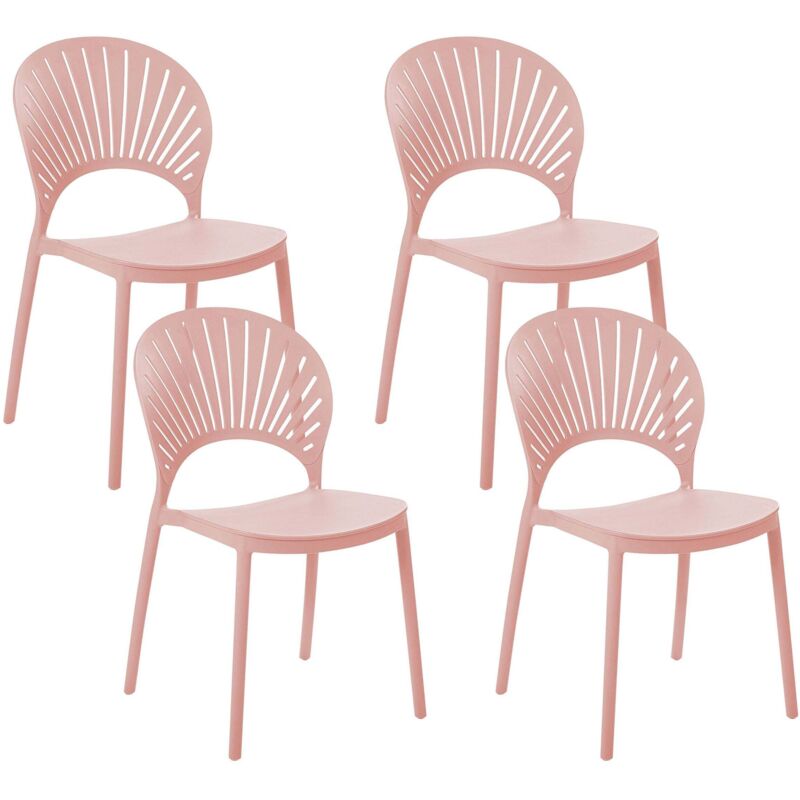Beliani - Lot de 4 Chaises à Manger en Plastique Empilables Polyvalentes Rose Ostia