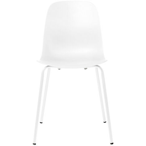 Lot de 4 chaises en plastique et métal - Blanc - HEL