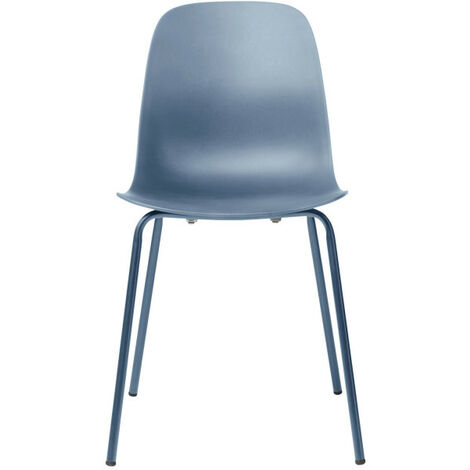 Lot de 4 chaises en plastique et métal - Bleu - HEL