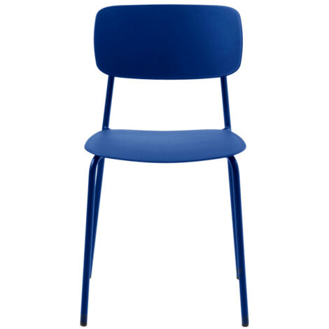 Lot de 4 chaises en plastique et métal - Bleu klein - Elin