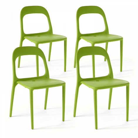 Lot de 4 chaises en plastique vert
