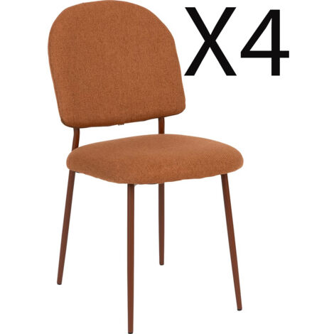 Lot de  4 chaises en Polyester coloris ambre et pieds en acier -Longueur 43 x Profondeur 57 x Hauteur 84  cm