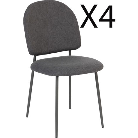 Lot de 4 chaises en Polyester coloris gris et pieds en acier -Longueur 43 x Profondeur 57 x Hauteur 84 cm