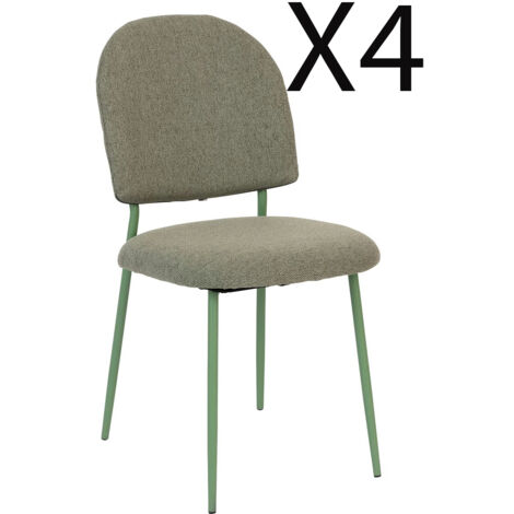 Lot de 4 chaises en Polyester coloris vert cèdre et pieds en acier -Longueur 43 x Profondeur 57 x Hauteur 84 cm