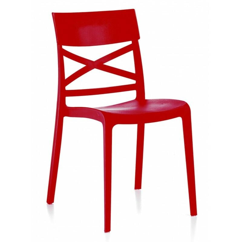 Set 4 chaises en rsine rouge London pour intrieur/extrieur 6 pices
