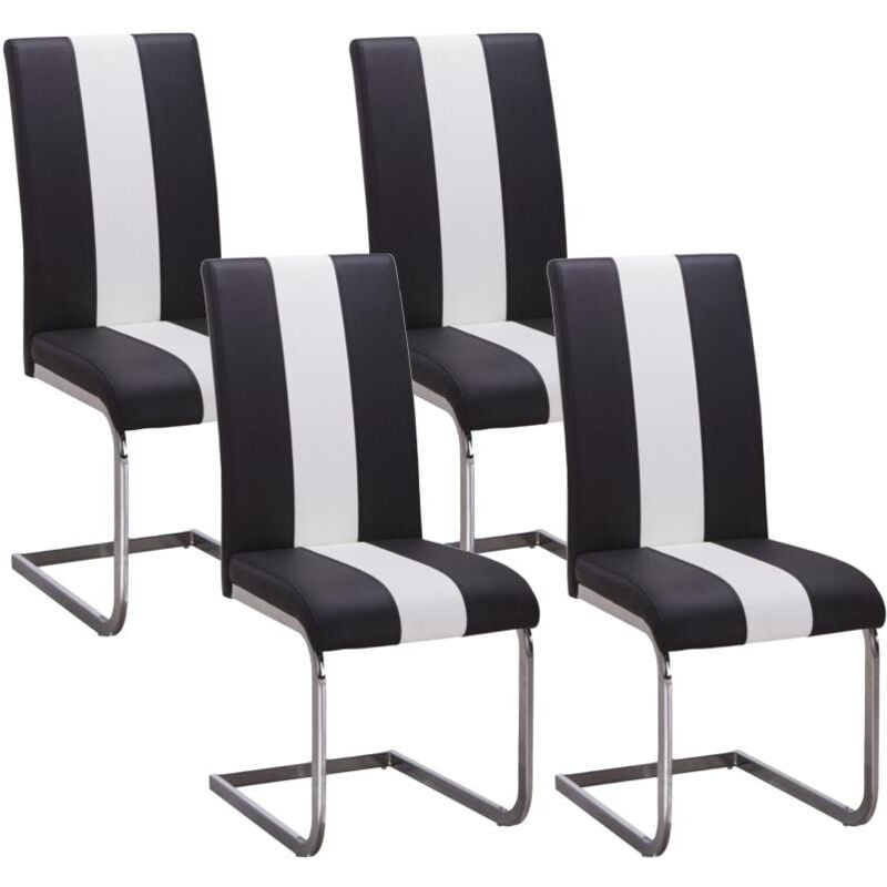 Lot de 4 Chaises en simili TRINITY de Pascal MORABITO - Simili - Noir & blanc