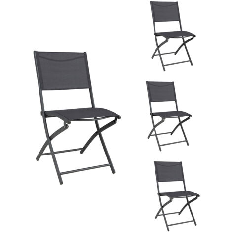 Lot de 4 chaises en textilene gris pliable