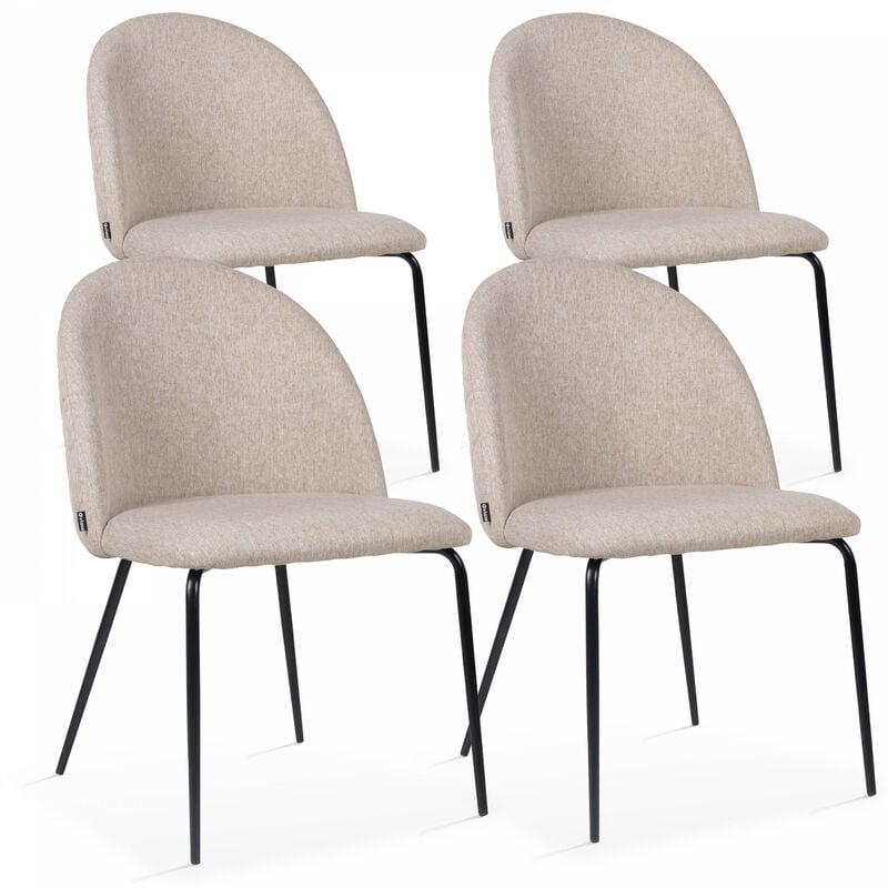 Lot de 4 chaises en tissu beige