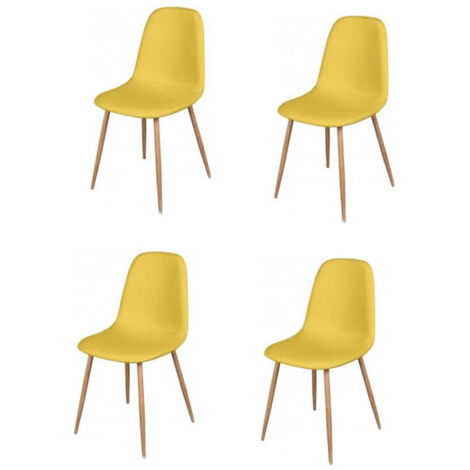 Lot de 4 chaises en tissu "Oslo" - Jaune moutarde - L 54 x l 45 x H 87 cm - Livraison gratuite