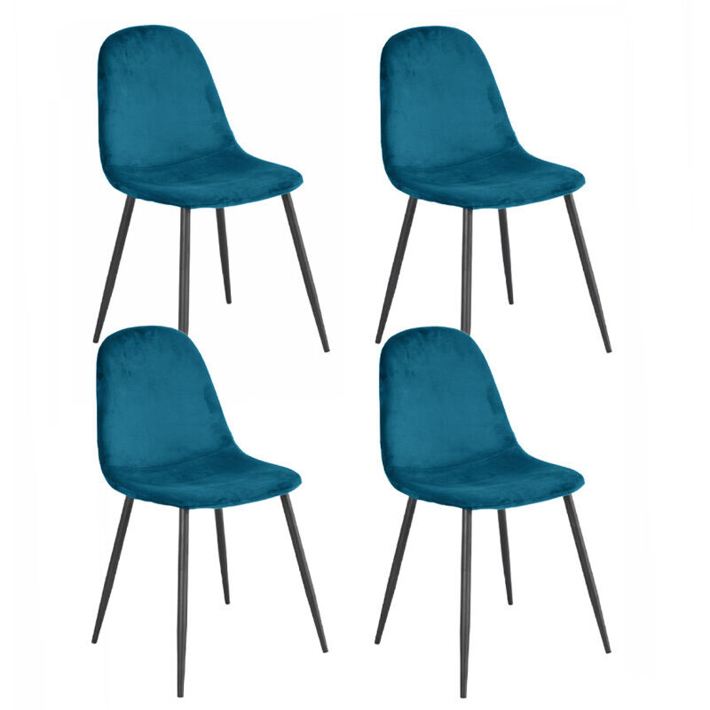 Meubletmoi - Lot de 4 chaises en velours bleu canard avec pieds métal noir – biba 2