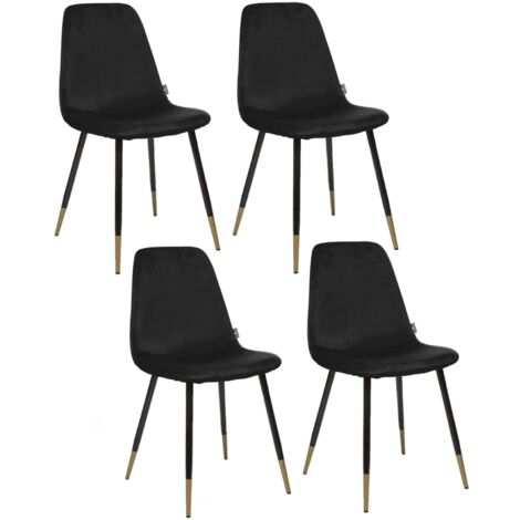 Lot de 4 chaises en velours avec pieds bicolores TYKA