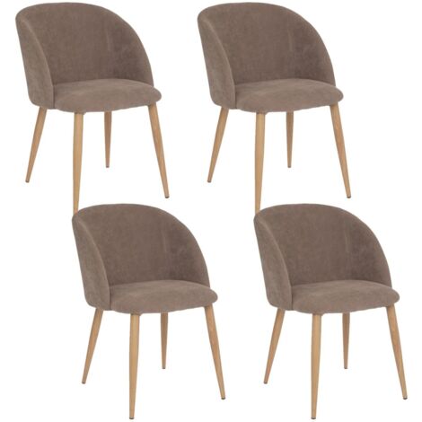 Lot de 4 chaises en velours côtelé et pieds effet hêtre CELESTE