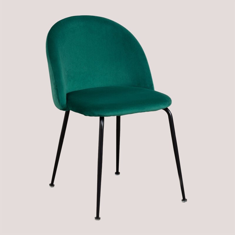 Sklum - lot de 4 Chaises en Velours Kana Design Vert Jungle Noir
