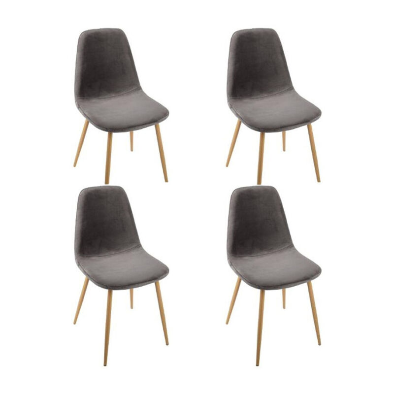 Atmosphera - Lot de 4 Chaises en Velours 'Roka' 85cm Gris