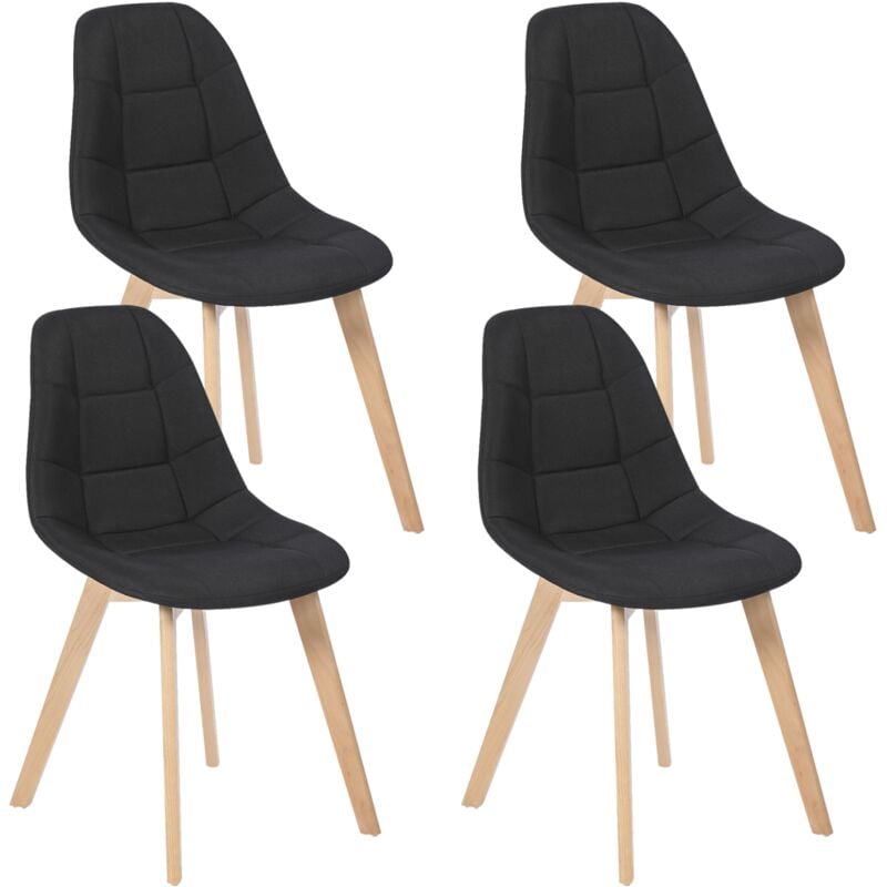Lot de 4 chaises scandinaves gaby noires en tissu pour salle à manger