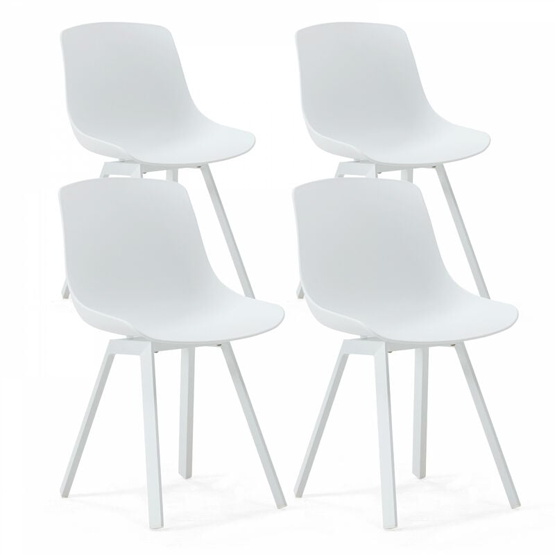 Oviala - Lot de 4 chaises d'extérieur blanc - Blanc