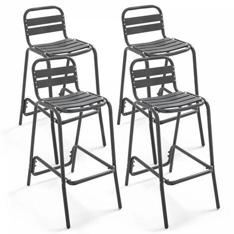 Lot de 4 chaises haute en aluminium gris