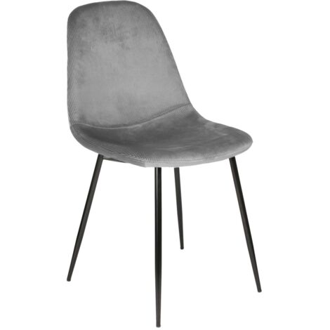 Lot De 4 Chaises - Home Deco Factory - Gulia - Velours Côtelé - Gris