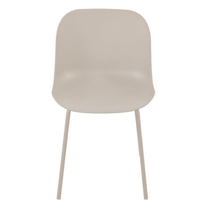 Lot de 4 chaises intérieur et extérieur en plastique et métal - Beige - DIEGO