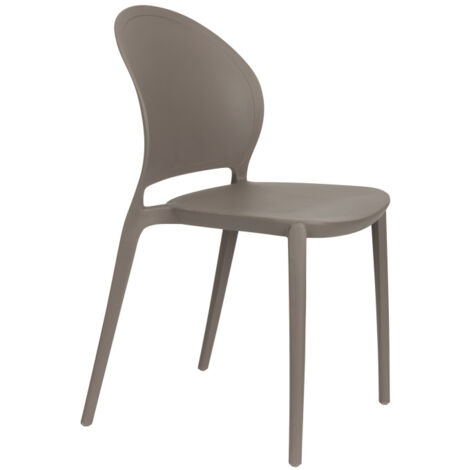 Lot de 4 chaises intérieur et extérieur en plastique - Taupe - Sjoerd