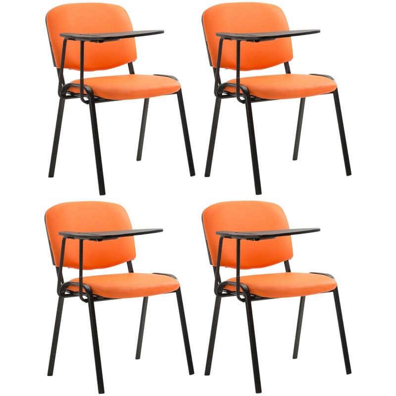Lot de 4 Chaises Ken en similicuir avec tablette rabattable Orange