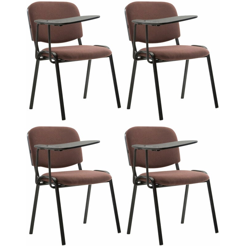CLP - Lot de 4 Chaises Ken en tissu avec tablette rabattable Marron