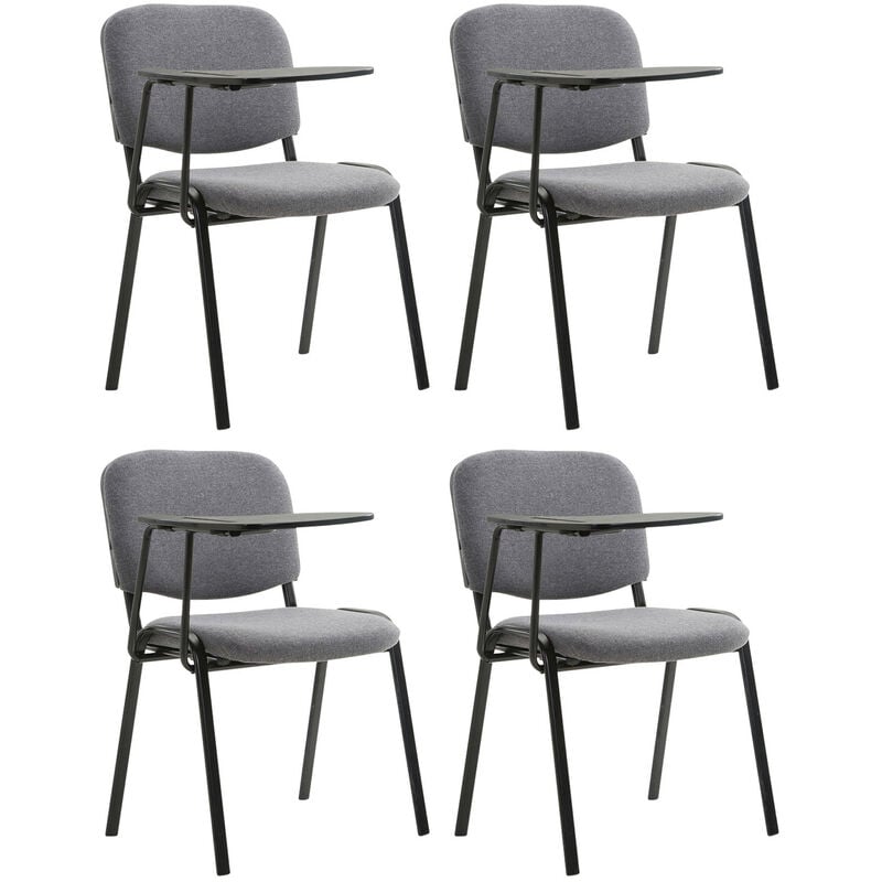 CLP - Lot de 4 Chaises Ken en tissu avec tablette rabattable Gris
