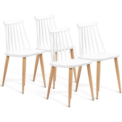Lot de 4 chaises LILY blanches pour salle à manger - Blanc