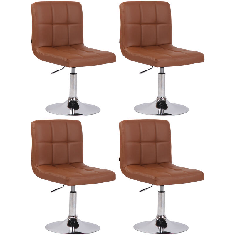 Lot de 4 chaises lounge Palma V2 en similicuir ajustable et pivotant Marron clair