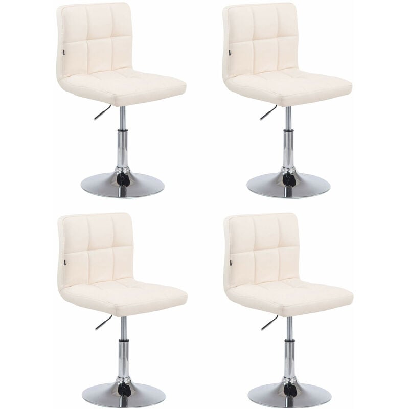 Lot de 4 chaises lounge Palma V2 en similicuir ajustable et pivotant Crème