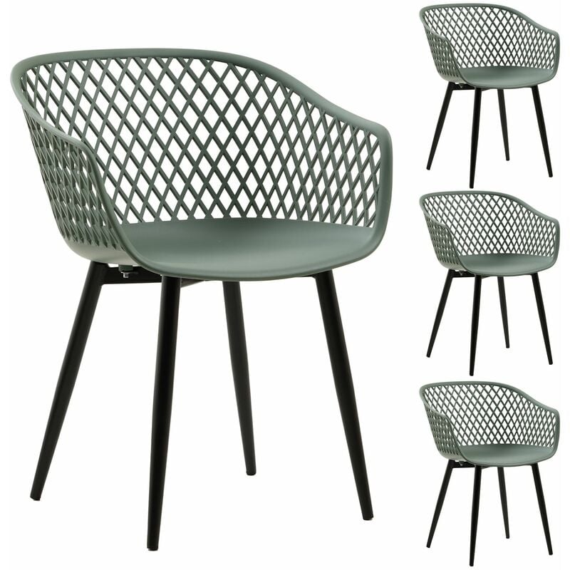Idimex - Lot de 4 chaises madeira style scandinave - Vert de gris
