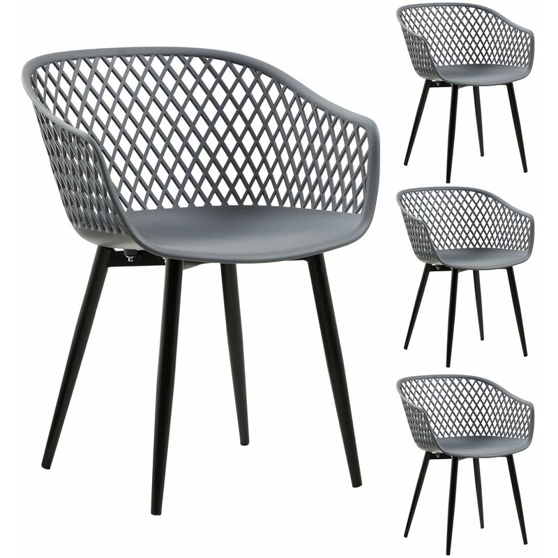Idimex - Lot de 4 chaises madeira style scandinave - Gris anthracite