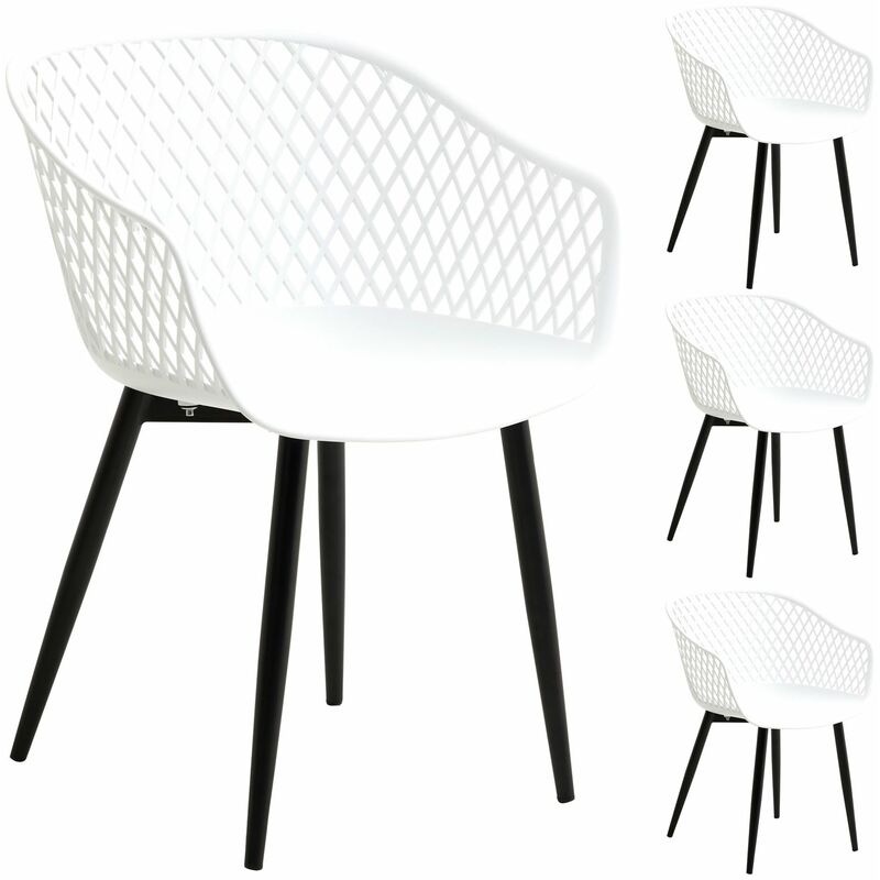 Idimex - Lot de 4 chaises madeira style scandinave - Blanc et noir