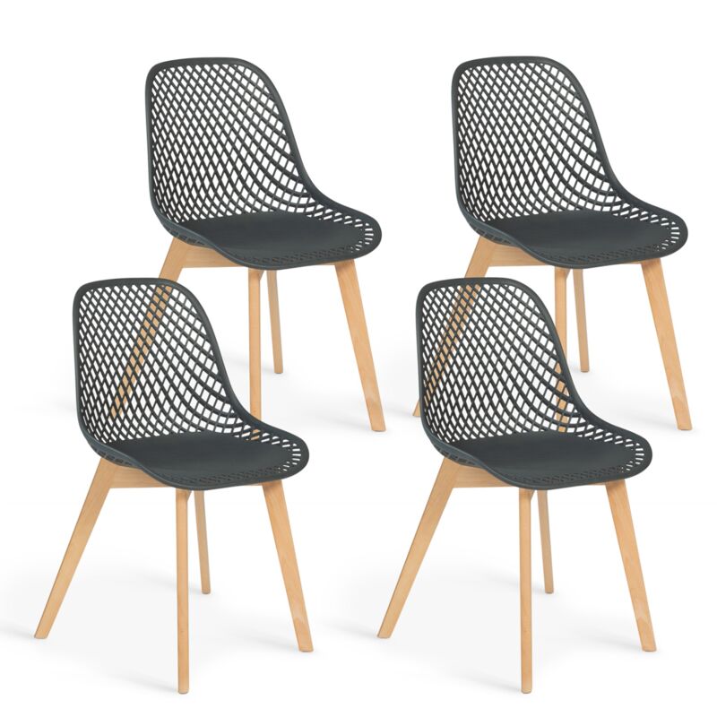 Lot de 4 chaises mandy grises pour salle à manger