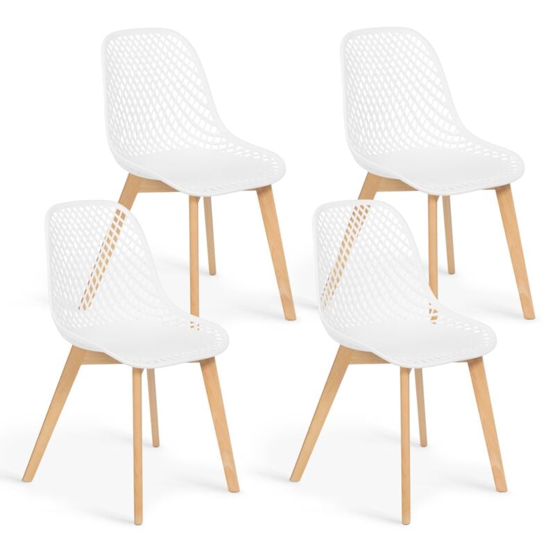 Lot de 4 chaises mandy blanches pour salle à manger